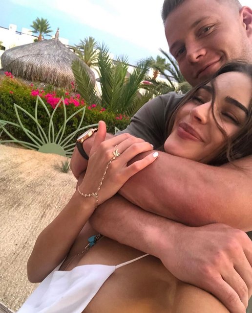 American model Olivia Culpo shares a loved up snap with husband Christian McCaffrey for his birthday. in the first decade of June 2025 (Photo by oliviaculpo/Instagram)