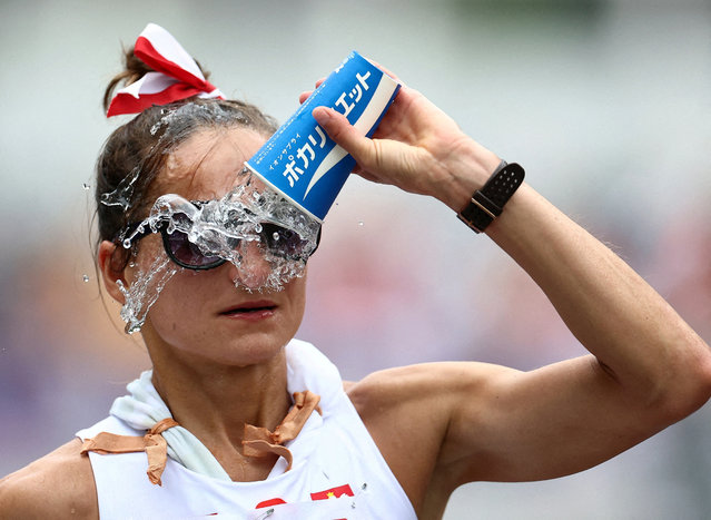 Poland's Agnieszka Ellward in action during the Women's 35km Race Walk Final on September 13, 2025. (Photo by Eloisa Lopez/Reuters)