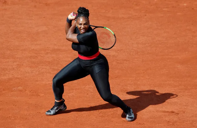 Even the Parisian stormclouds cleared for Serena Williams on Tuesday, on May 30, 2018 as the new mother's baby steps back to Grand Slam tennis became a stride into the second round of the French Open after defeating Kristyna Pliskova of the Czech Republic. (Photo by Christian Hartmann/Reuters)