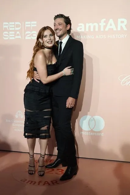 American actress Bella Thorne and fiancé Mark Emms attend the amfAR gala Venezia 2023 presented The Red Sea International Film Festival on September 03, 2023 in Venice, Italy. (Photo by Andrea Merola/EPA/EFE/Rex Features/Shutterstock)