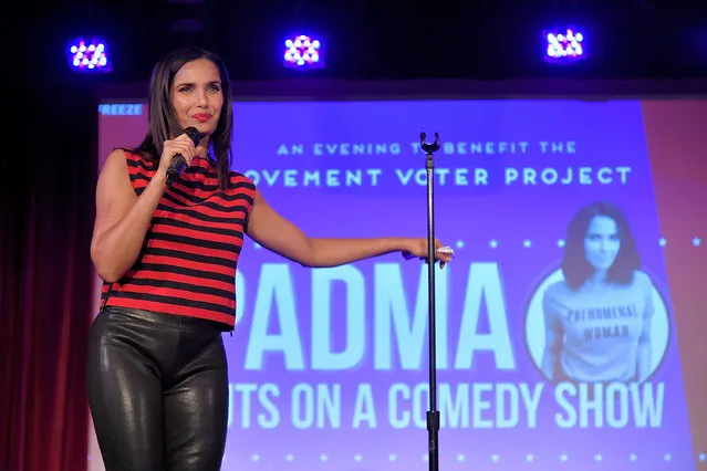Padma Lakshmi hosts the Movement Voter Project comedy benefit at The Bell House on October 24, 2018 in the Brooklyn borough of New York City. (Photo by Michael Loccisano/Getty Images for Movement Voter Project)
