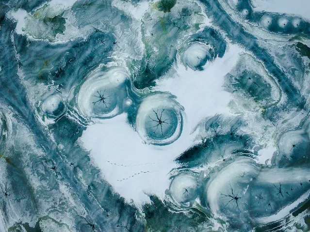 Ice art. Third prize in the Amateur Beauty category. This image is of a frozen river in the US. (Photo by SkyPixel)