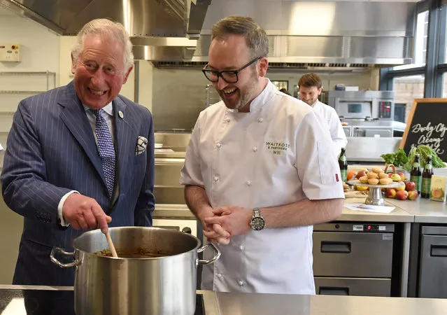 Britain's Prince Charles attends the opening of Waitrose & Partners Food Innovation Studio in Bracknell, Britain on April 4, 2019. (Photo by Stuart Wilson/Pool via Reuters)