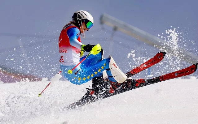 Ilma Kazazic of Bosnia and Herzegovina in action during the Para Alpine Skiing, Women's Slalom Standing at National Alpine Skiing Centre in Yanqing district, Beijing, China on March 12, 2022. (Photo by Gonzalo Fuentes/Reuters)