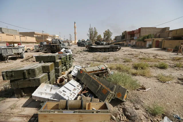 Weapon crates for Iraqi security forces are seen in Falluja, Iraq, June 26, 2016. (Photo by Thaier Al-Sudani/Reuters)