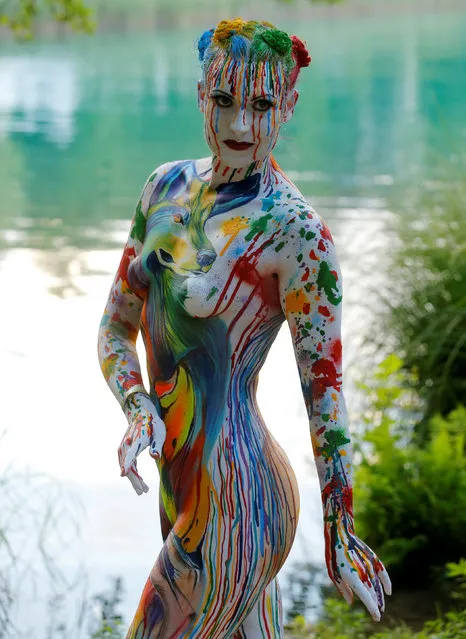 A model poses during the World Bodypainting Festival in Poertschach, Austria, July 1, 2016. (Photo by Heinz-Peter Bader/Reuters)