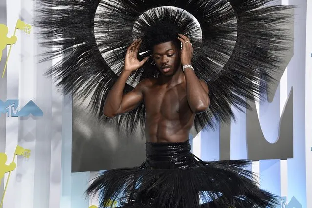 American rapper Lil Nas X arrives at the MTV Video Music Awards at the Prudential Center on Sunday, August 28, 2022, in Newark, N.J. (Photo by Evan Agostini/Invision/AP Photo)