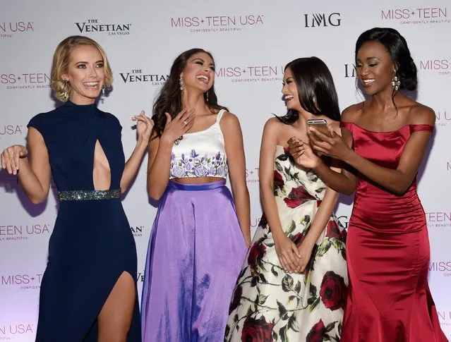 Miss USA 2015 Olivia Jordan, Miss Teen USA 2015 Katherine Haik, Miss Universe 2015 Pia Wurtzbach and Miss USA 2016 Deshauna Barber attend the 2016 Miss Teen USA Competition at The Venetian Las Vegas on July 30, 2016 in Las Vegas, Nevada. (Photo by Ethan Miller/Getty Images)