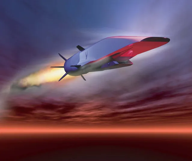 The X-51A Waverider in flight. The Boeing X-51 (also known as X-51 WaveRider) is an unmanned scramjet demonstration aircraft for hypersonic (Mach 6, approximately 4,000 miles per hour (6,400 km/h) at altitude) flight testing. (Photo by Reuters/US Air Force)