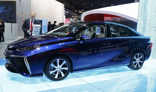 A Toyota Mirai hydrogen fuel cell car is pictured during the media day at the Frankfurt Motor Show (IAA) in Frankfurt, Germany, September 15, 2015. (Photo by Kai Pfaffenbach/Reuters)