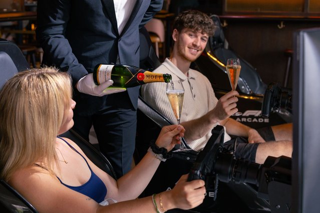 Brad Pitt was recently pictured at F1 Arcade, showing off his driving skills with fellow cast member Damson Idris and Radio 1 presenter Greg James. After the UK premiere of the F1 Movie on Tuesday, the Hollywood A-lister, 61, took some downtime to enjoy the F1 racing simulators. Pitt was embarrassed by Idris, 33, and James, 39, coming last in a not-so-close race that left F1 fans wondering why he was cast in the first place. Think you can do better? Good news: Pitt’s lackluster performance comes as F1 Arcade announces the launch of The Silver(stone) Service, the UK’s most exclusive, luxury watch party for the British Grand Prix on 6th July – to celebrate 75 years of Silverstone. (Photo by Supplied)