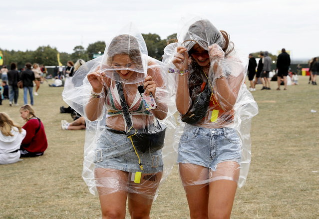 Festivalgoers on August 25, 2024 had to brave inclement weather on the third and final day of the Leeds Festival in UK, which closed with performances by Fred Again, Lana Del Rey, Raye and Fontaines D.C. (Photo by Lee McLean/South West News Service)