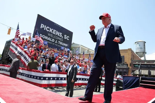 Former U.S. President Donald Trump dances on the day of his “Make America Great Again” rally in Pickens, South Carolina, U.S., July 1, 2023. (Photo by Evelyn Hockstein/Reuters)