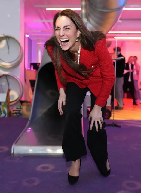 The Duchess of Cambridge joins a group of students taking part in activities at the LEGO Foundation PlayLab in Copenhagen, Denmark, on the 22nd February 2022. (Photo by James Whatling/The Mega Agency)