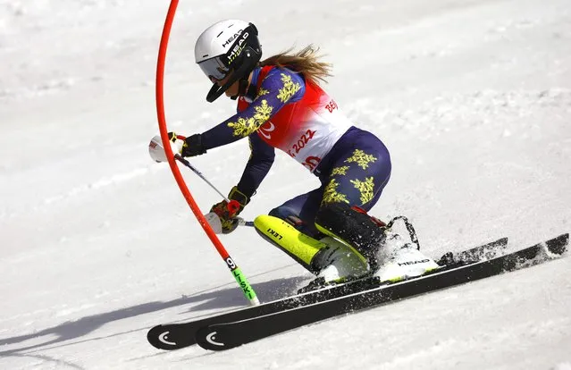 Ebba Aarsjoe of Team Sweden competes in the Women's Slalom Standing on day eight of the Beijing 2022 Winter Paralympics at Yanqing National Alpine Skiing Centre on March 12, 2022 in Yanqing, China. (Photo by Gonzalo Fuentes/Reuters)