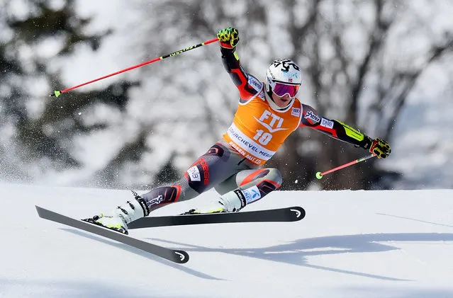 Norway's Atle Lie Mcgrath in action during the FIS Alpine Ski World Cup Men's Giant Slalom in Courchevel, France on March 19, 2022. (Photo by Denis Balibouse/Reuters)