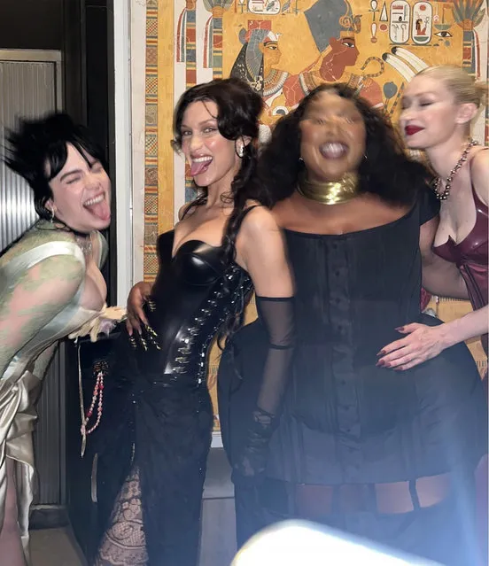 American singer-songwriter Billie Eilish, American rapper Lizzo and models Bella and Gigi Hadid had a bit of fun inside the gala on May 2, 2022. (Photo by Lizzo/Instagram)