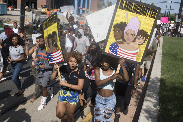 Hundreds of people and members of the Black Lives Matter Movement rally and March through the Streets of Washington DC Washington, D.C.  on July 10, 2016. 
The mourn and express outrage over the law enforcement deaths of Alton Sterling and Philando Castile and others. (Photo by Marvin Joseph/The Washington Post)