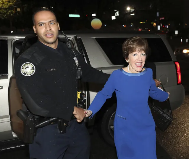 Mary Norwood arrives for her election night party at the Park Tavern in the Atlanta mayoral runoff on Tuesday, December 5, 2017, in Atlanta. Voters in the Atlanta mayoral runoff election were deciding between Keisha Lance Bottoms and Norwood.  (Photo by Curtis Compton/Atlanta Journal-Constitution via AP Photo)