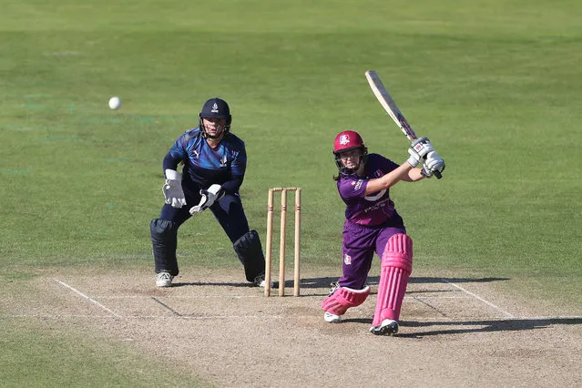Kathryn Bryce of Lightning during the Rachel Heyhoe Flint Trophy match between Northern Diamonds and Loughborough Lightning at Emirates Riverside, Chester le Street, England, on August 31, 2020. (Photo by Mark Fletcher/MI News/NurPhoto via Getty Images)