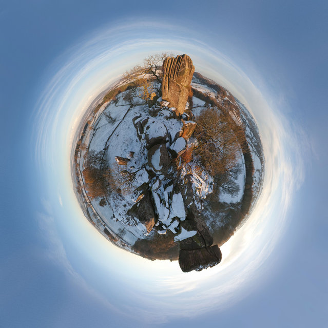 “I always thought this special place would work well as a little planet. A light snowfall was ideal to bring out the hedgelines”. (“Little Planets” Project. Photo and comment by Dan Arkle)