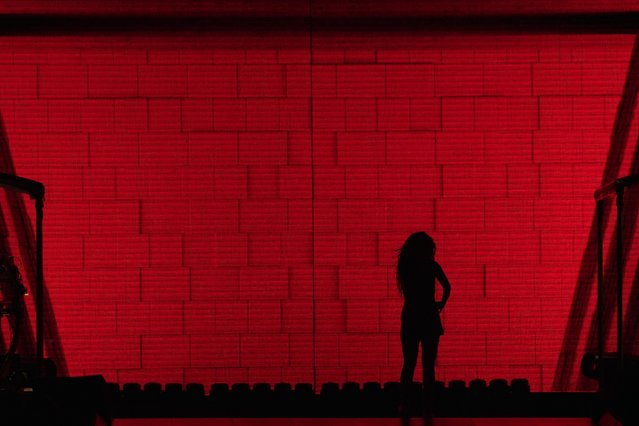 Colombian singer Shakira performs as part of her “Las Mujeres Ya No Lloran World Tour'” at the Pascual Guerrero Stadium in Cali, Colombia, 25 October 2025. (Photo by Ernesto Guzmán/EPA)
