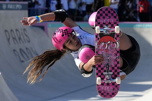 Arisa Trew of Australia competes during the women's skateboarding park final at the 2024 Summer Olympics, Tuesday, August 6, 2024, in Paris, France. (Photo by Frank Franklin II/AP Photo)