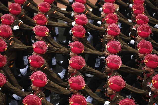 Indian soldiers march during the Republic Day parade in New Delhi January 26, 2015. (Photo by Adnan Abidi/Reuters)