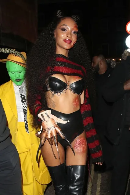 British model  Jourdan Dunn seen attending Maya Jama's annual Halloween party on October 30, 2021 in London, England. (Photo by Ricky Vigil M/GC Images)