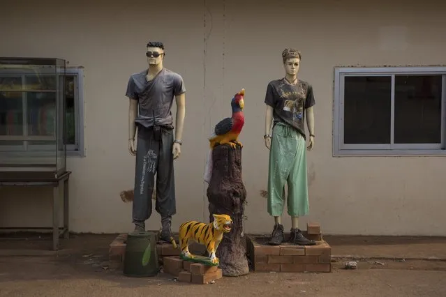 Mannequins with shirts and other souvenir clothing items for sale at Tiger Temple, where for a premium admission a visitor can bathe a tiger and even bottle-feed a cub, in Kanchanaburi, Thailand, March 16, 2016. (Photo by Amanda Mustard/The New York Times)