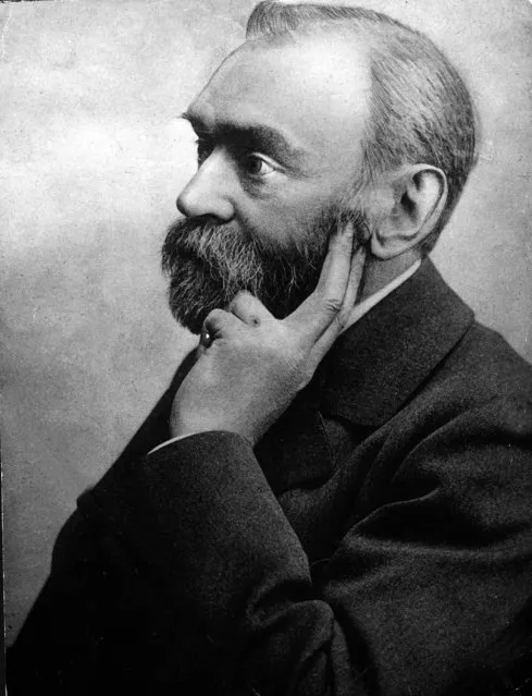 This file photo taken on January 02, 1890 shows Swedish inventor and scholar Alfred Nobel who founded the Nobel Prize. Swedish inventor and scholar Alfred Nobel, who made a vast fortune from his invention of dynamite in 1866, ordered the creation of the famous Nobel prizes in his will. (Photo by AFP Photo/NTB Scanpix)
