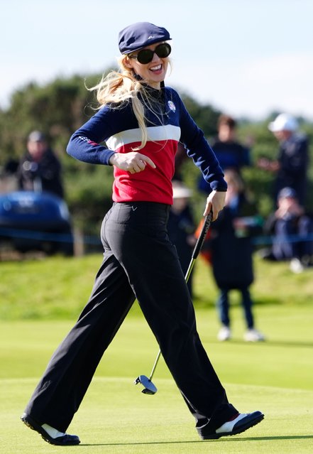 American actress and semi-professional golfer Kathryn Newton on the 16th green on day one of the Alfred Dunhill Links Championship at Carnoustie, Angus, Scotland on Thursday October 3, 2024. (Photo by Jane Barlow/PA Images via Getty Images)