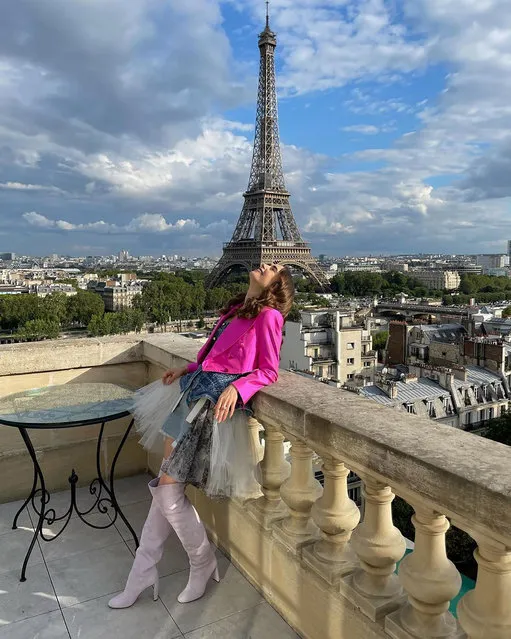 British-American actress and model Lily Collins shares a throwback photo from “Emily in Paris” Season 2 while filming the upcoming season in the last decade of June 2022. (Photo by lilyjcollins/Instagram)
