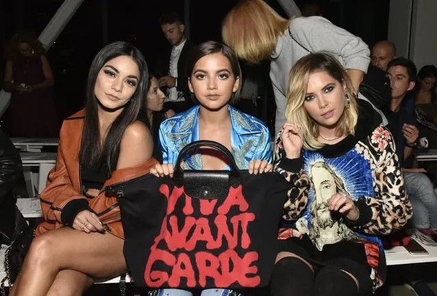 Vanessa Hudgens, Ashley Benson, and Isabela Moner attend the Jeremy Scott fashion show during New York Fashion Week: The Shows on September 8, 2017 in New York City at Spring Studios on September 8, 2017 in New York City. (Photo by Eugene Gologursky/Getty Images for Longchamp)