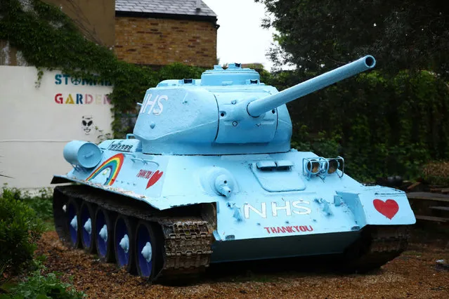 A tank is painted in support of the NHS in Southwark, as the spread of the coronavirus disease (COVID-19) continues, London, Britain, April 28, 2020. (Photo by Hannah McKay/Reuters)