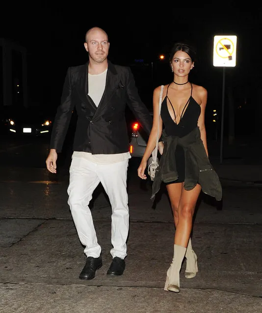 Emily Ratajkowski and boyfriend Jeff Magid dines at Craig's Restaurant in Los Angeles, CA on August 1, 2016. (Photo by Vince Flores/Startraksphoto.com)