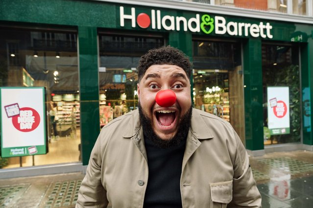 To celebrate 40 years of Comic Relief on January 28, 2025, this Red Nose Day Holland & Barrett has teamed up with Big Zuu, as their newly crowned “Head of Funny”, to show shoppers how laughter and good nutrition are the perfect recipe for wellness and the key to making us all belly laugh. (Photo by Mike Buck/Holland & Barrett)