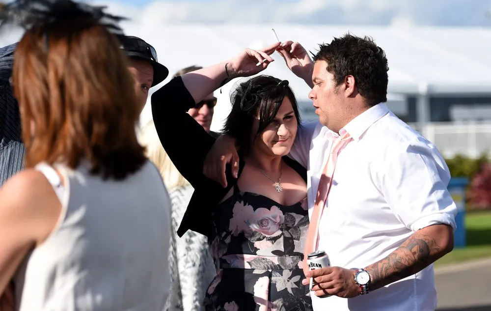 Racegoers on the Australian Geelong Cup