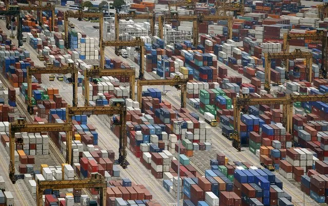 Containers are stacked up at PSA's Tanjong Pagar container terminal in Singapore July 24, 2015. (Photo by Edgar Su/Reuters)