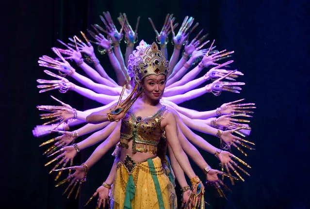 A Chinese dance and music show celebrating the upcoming Chinese new year gained grand applause from the audience in Istanbul, Turkey on Wednesday, January 15, 2020. The performance, named “Magical Silk Road and Magnificent Longyuan”, were performed by China's Gansu Provincial Opera and Gansu Province Acrobatic Troupe at a cultural center in the Atasehir district. The program featured a blend of traditional Chinese dance and music, introducing the country's both ancient cultural heritage and modern culture in 16 different sections. (Photo by Xu Suhui/Xinhua News Agency/Barcroft Media)