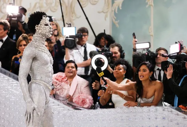 American rapper Lil Nas X poses at the Met Gala, an annual fundraising gala held for the benefit of the Metropolitan Museum of Art's Costume Institute with this year's theme “Karl Lagerfeld: A Line of Beauty”, in New York City, New York, U.S., May 1, 2023. (Photo by Andrew Kelly/Reuters)