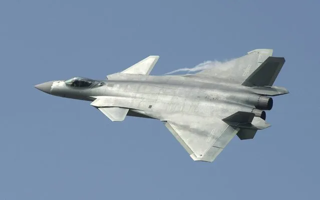 China's new J-20 stealth fighter flies during an airshow at the China International Aviation & Aerospace Exhibition in Zhuhai, Guangdong Province, China, 01 November 2016. The J-20 is the second stealth aircraft developed by China after the Shenyang J-31, which was presented at the last edition of the Zhuhai Airshow in 2014. (Photo by EPA/YhC)