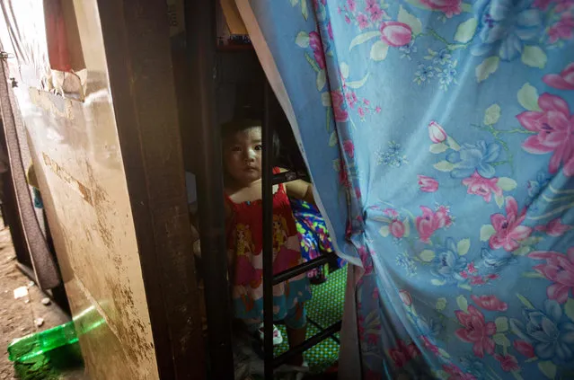A girl looks out from her uncle' s two- square- metre home in Ho Chi Minh City on May 2, 2018. (Photo by Thanh Nguyen/AFP Photo)