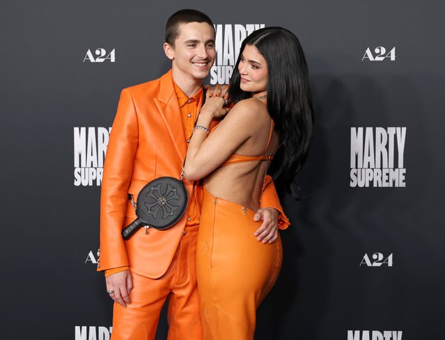 Timothée Chalamet and Kylie Jenner attend the Los Angeles premiere of A24's “Marty Supreme” at Samuel Goldwyn Theater on December 08, 2025 in Beverly Hills, California. (Photo by Monica Schipper/Getty Images)