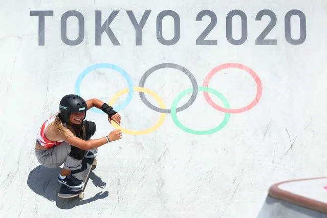 Sky Brown of Great Britain during the Women's Park Skateboarding Final on day twelve of the Tokyo 2020 Olympic Games at Ariake Urban Sports Park on August 4, 2021 in Tokyo, Japan. (Photo by Mike Blake/Reuters)