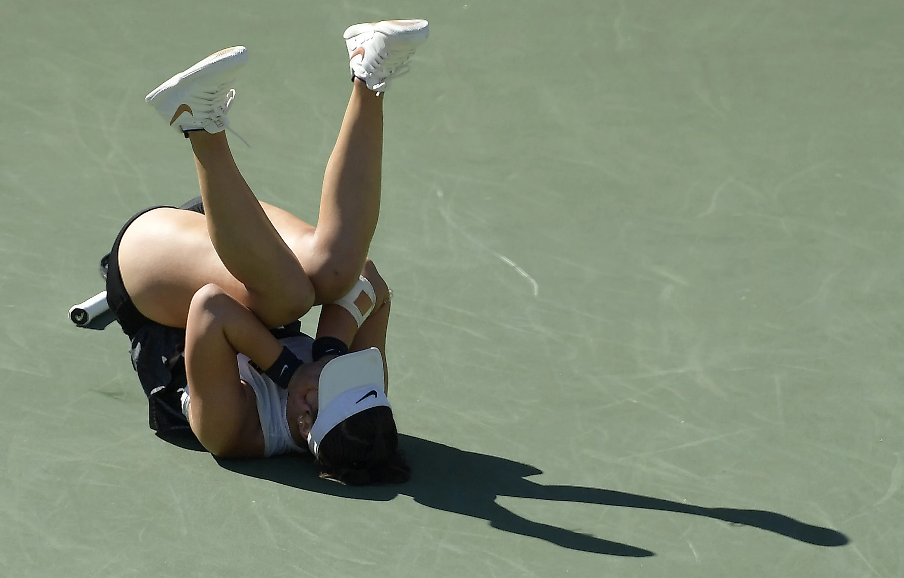 Next picture →. Bianca Andreescu, of Canada, celebrates after defeating Ang...