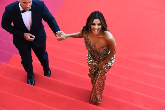 US actress Eva Longoria reacts as she arrives for the screening of the film “Rocketman” at the 72nd edition of the Cannes Film Festival in Cannes, southern France, on May 16, 2019. (Photo by Antonin Thuillier/AFP Photo)