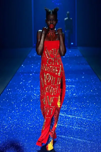 A model walks the runway during the Di$count Universe show at Mercedes-Benz Fashion Week Resort 17 Collections at Carriageworks on May 18, 2016 in Sydney, Australia. (Photo by Stefan Gosatti/Getty Images)