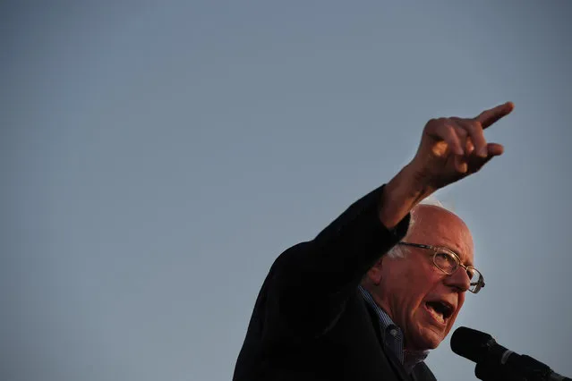 Presidential candidate, Bernie Sanders speaks at a rally at Santa Monica High School on Monday May 23, 2016 in Santa Monica, CA. The primary in California is June 7th. (Photo by Matt McClain/The Washington Post)