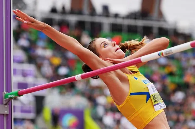 Yaroslava Mahuchikh of Team Ukraine competes in the Women’s High Jump qualification on day two of the World Athletics Championships Oregon22 at Hayward Field on July 16, 2022 in Eugene, Oregon. (Photo by Aleksandra Szmigiel/Reuters)